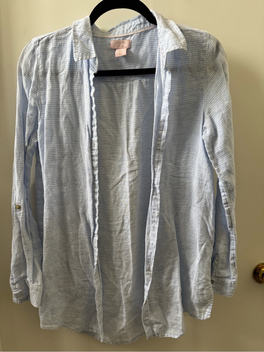 St. Tropez Pale Blue & White Thin-Striped Button-Down Shirt